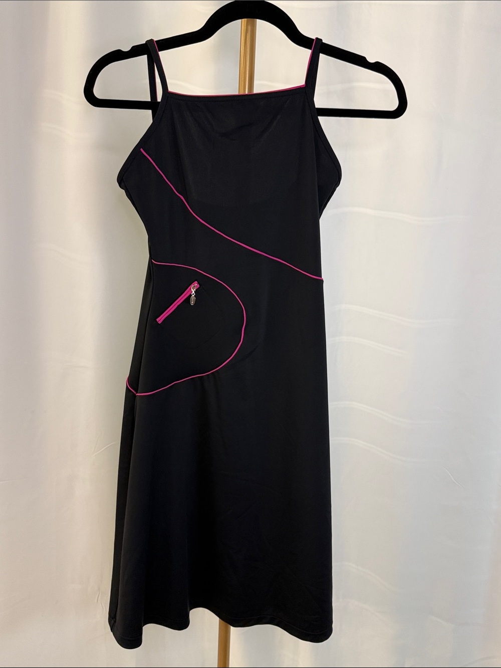 CHANEL Black Midi Dress with Pink Trim